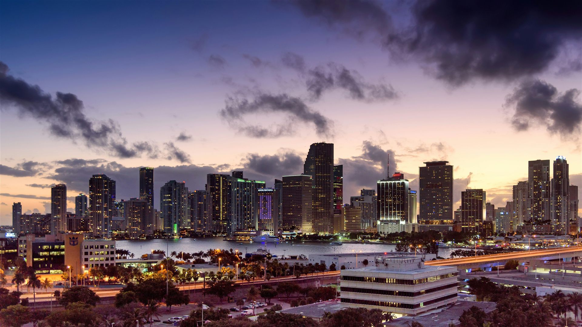 Miami skyline at night